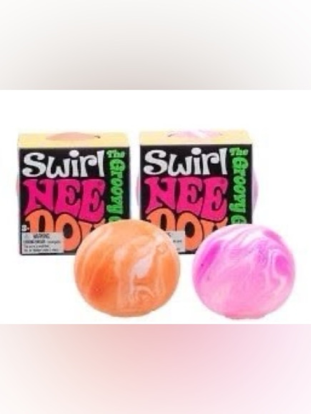 Set of 2 Teenie NeeDoh The Groovy Glob Swirl - (Orange & Pink) - NIB!
